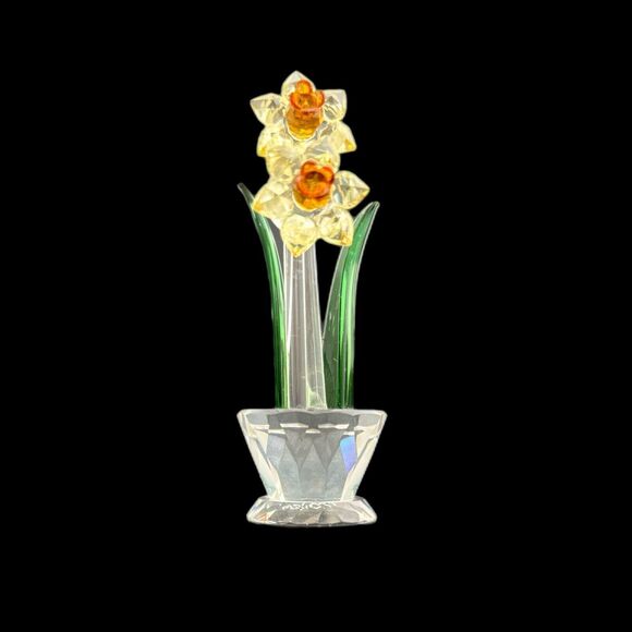 Crystal World Miniature Daffodils Figurine Made USA Easter Cottage Core Collect - Picture 1 of 7